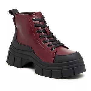 Women's Burgundy and Black Chunky Ankle Boots